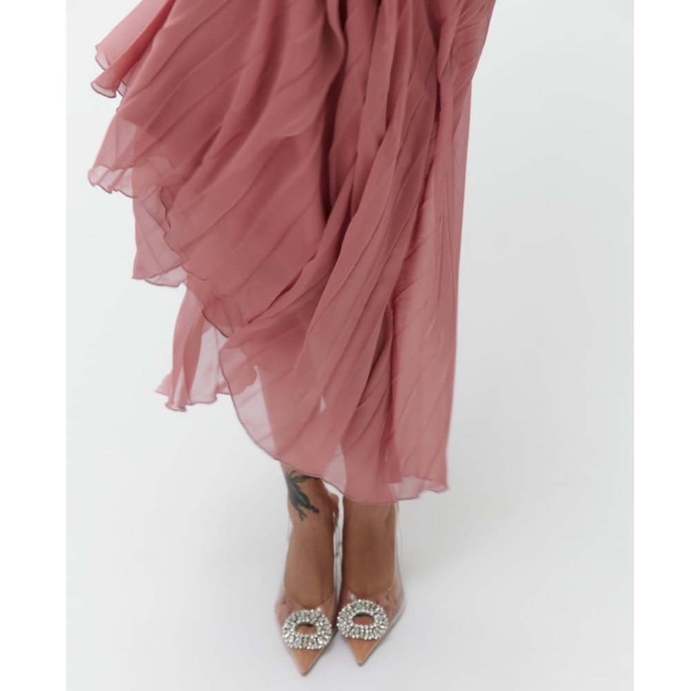 ZARA | NWT LONG PLEADED SKIRT DUSTY Pink - Picture 6 of 9